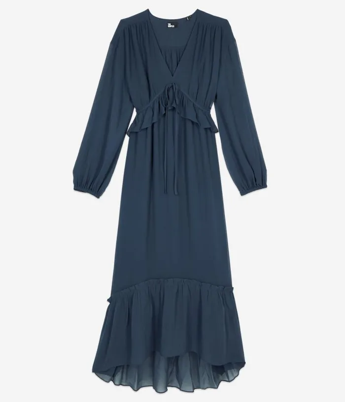 Women Dresses and Jumpsuits THE KOOPLES Long Navy Blue Silk Dress Women Dresses and Jumpsuits THE KOOPLES Long Navy Blue Silk Dress