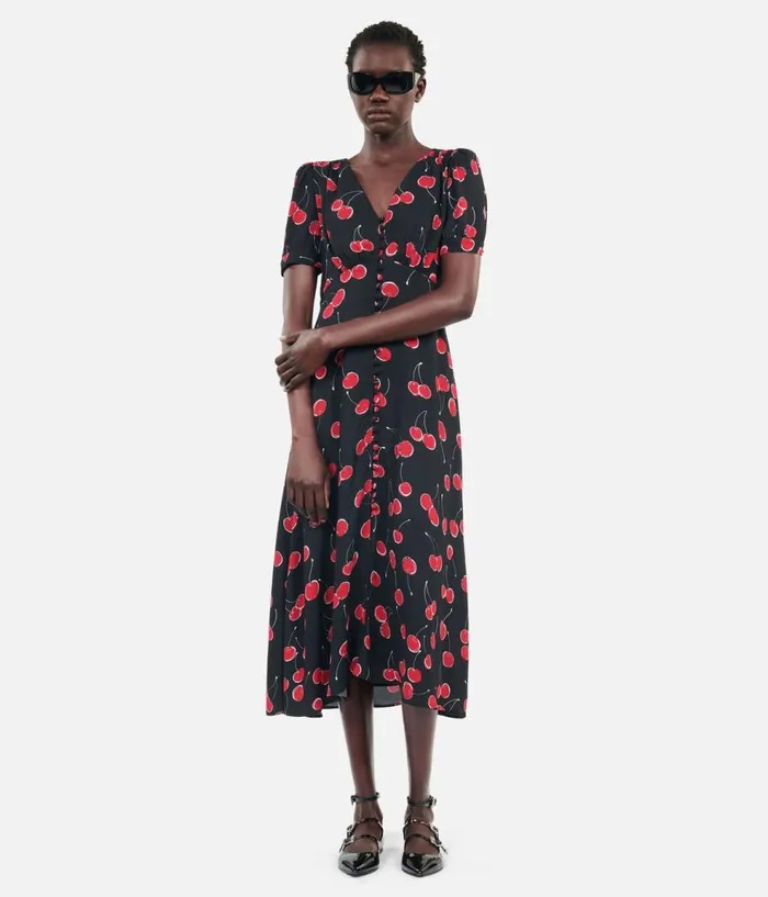 Women Dresses and Jumpsuits THE KOOPLES Printed Long Dress With Buttoning