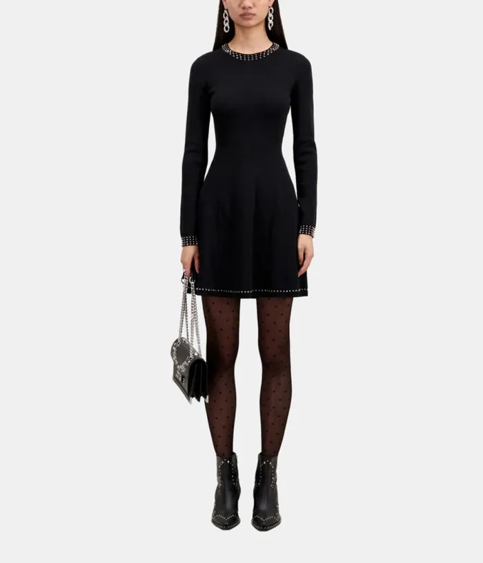 Women Dresses and Jumpsuits THE KOOPLES Short Black Dress With Spikes Women Dresses and Jumpsuits THE KOOPLES Short Black Dress With Spikes