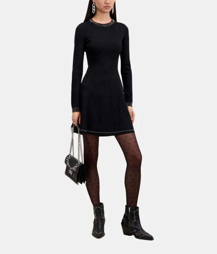 Women Dresses and Jumpsuits THE KOOPLES Short Black Dress With Spikes Women Dresses and Jumpsuits THE KOOPLES Short Black Dress With Spikes