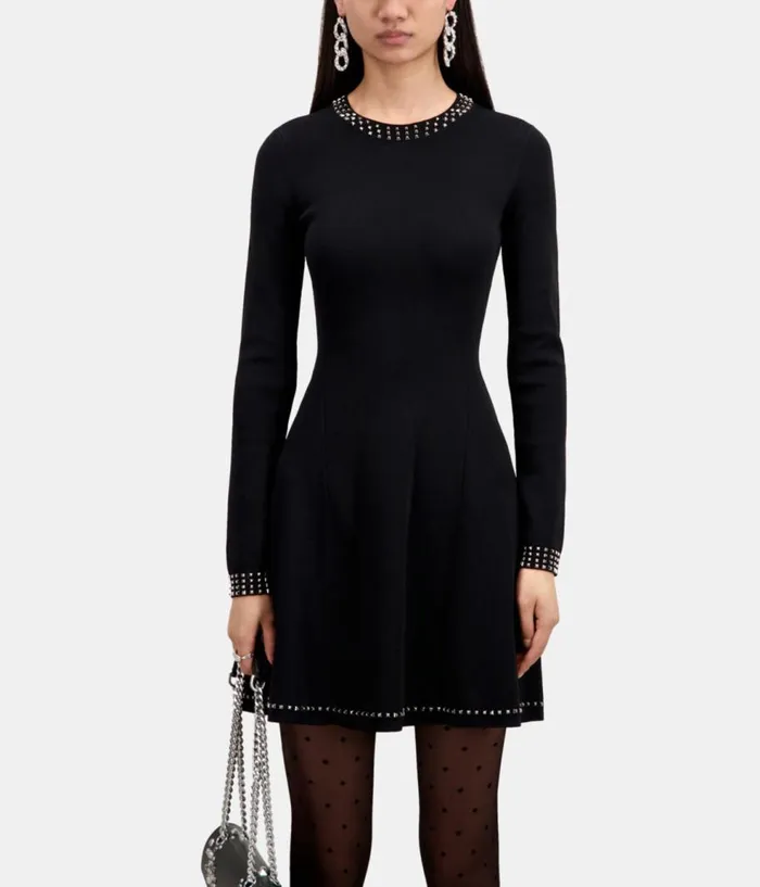 Women Dresses and Jumpsuits THE KOOPLES Short Black Dress With Spikes Women Dresses and Jumpsuits THE KOOPLES Short Black Dress With Spikes