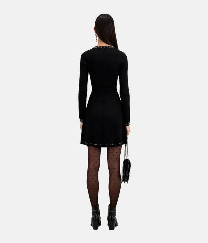 Women Dresses and Jumpsuits THE KOOPLES Short Black Dress With Spikes Women Dresses and Jumpsuits THE KOOPLES Short Black Dress With Spikes