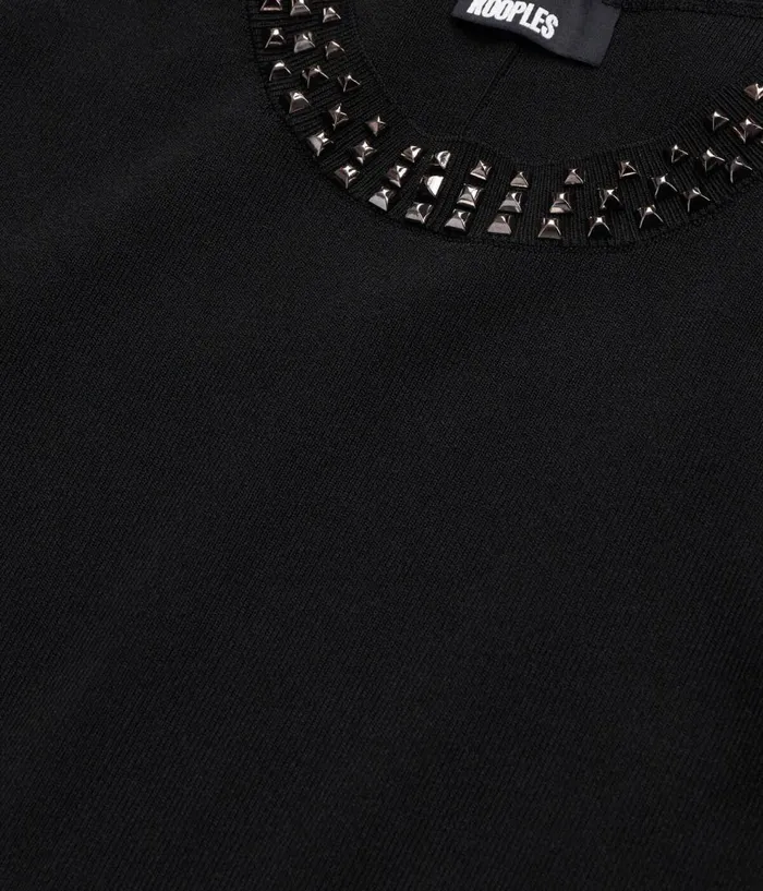 Women Dresses and Jumpsuits THE KOOPLES Short Black Dress With Spikes Women Dresses and Jumpsuits THE KOOPLES Short Black Dress With Spikes