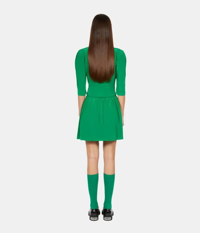 Women Dresses and Jumpsuits THE KOOPLES Short Green Dress With Shirring Women Dresses and Jumpsuits THE KOOPLES Short Green Dress With Shirring