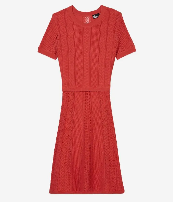 Women Dresses and Jumpsuits THE KOOPLES Short Red Openwork Knit Dress