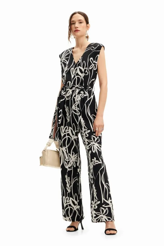 Women Dresses And Jumpsuits Desigual Long Jumpsuit With Illustrated Flowers