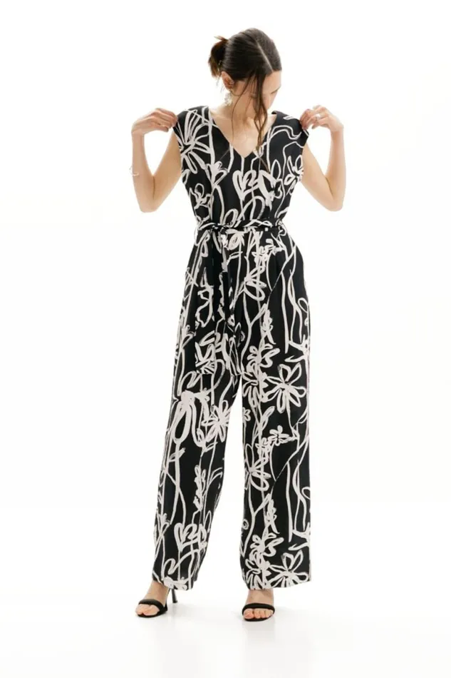 Women Dresses And Jumpsuits Desigual Long Jumpsuit With Illustrated Flowers