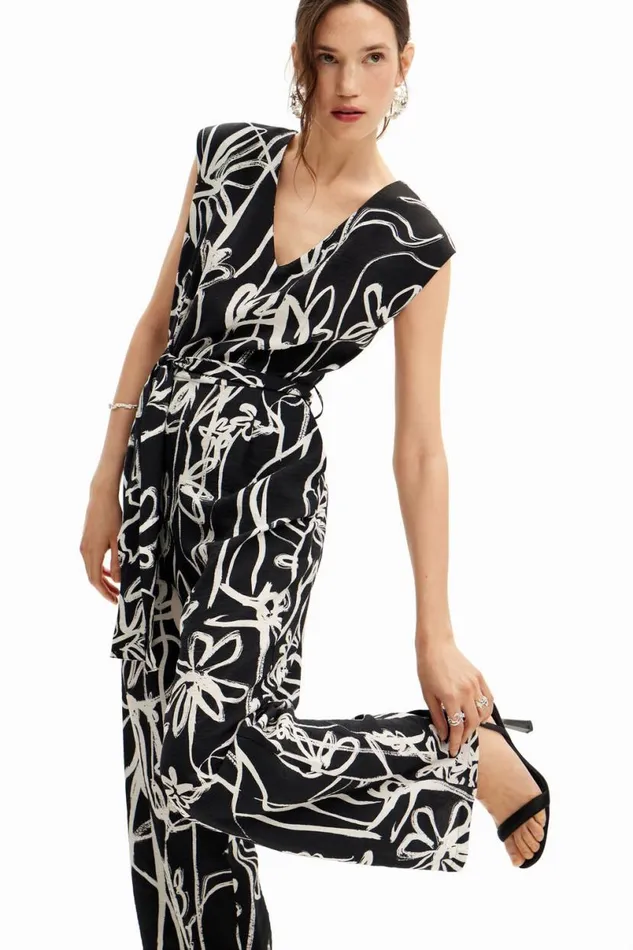 Women Dresses And Jumpsuits Desigual Long Jumpsuit With Illustrated Flowers