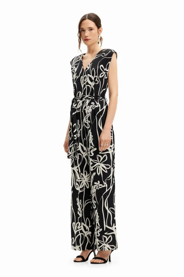 Women Dresses And Jumpsuits Desigual Long Jumpsuit With Illustrated Flowers