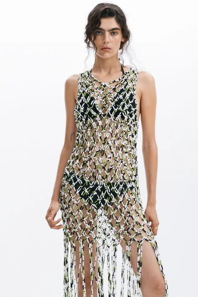 Women Dresses And Jumpsuits Desigual Mesh Dress With Net Effect