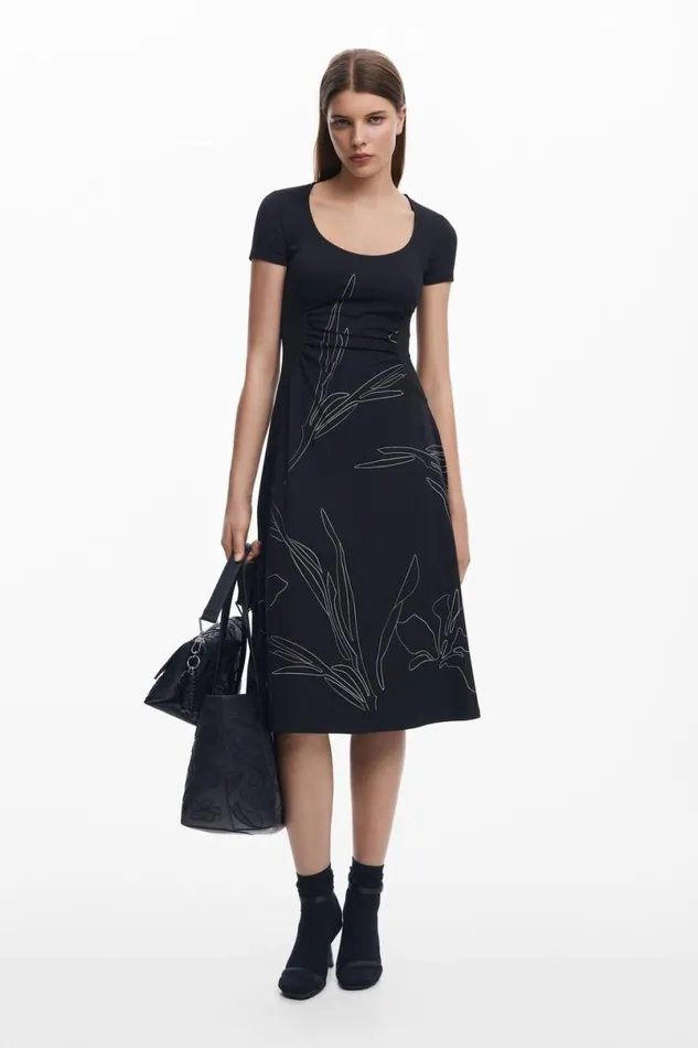 Women Dresses And Jumpsuits Desigual Midi Dress With Floral Silhouettes