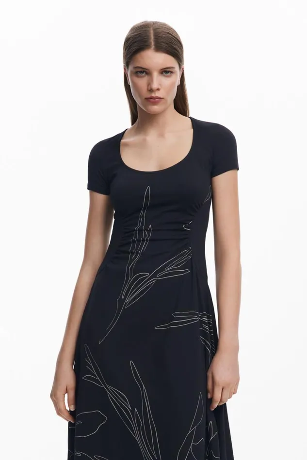 Women Dresses And Jumpsuits Desigual Midi Dress With Floral Silhouettes