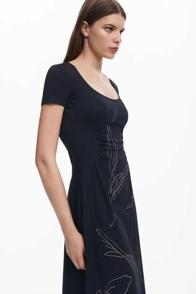 Women Dresses And Jumpsuits Desigual Midi Dress With Floral Silhouettes