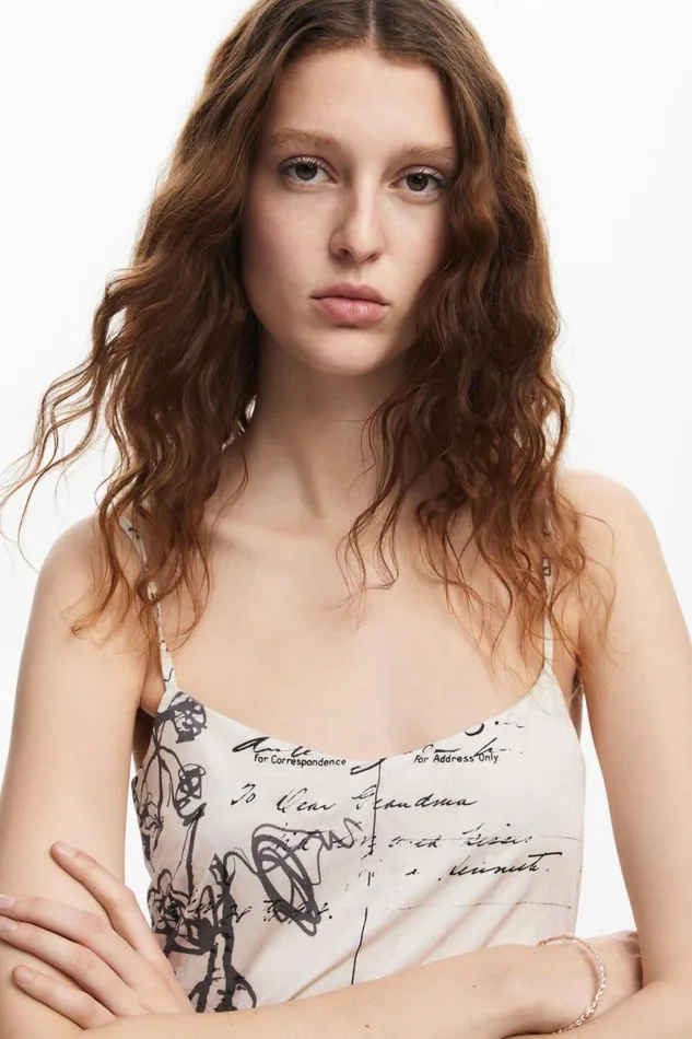 Women Dresses And Jumpsuits Desigual Newspaper Print Dress