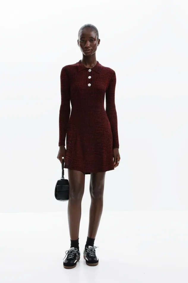 Women Dresses And Jumpsuits Desigual Short Dress With Polo Collar