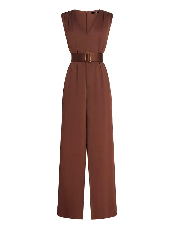 Women Dresses BCBG Imogen Belted Jumpsuit Chocolate