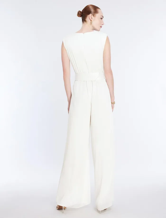Women Dresses BCBG Imogen Belted Jumpsuit Gardenia