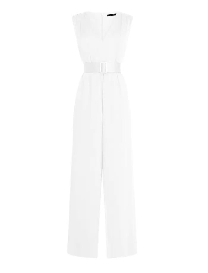 Women Dresses BCBG Imogen Belted Jumpsuit Gardenia