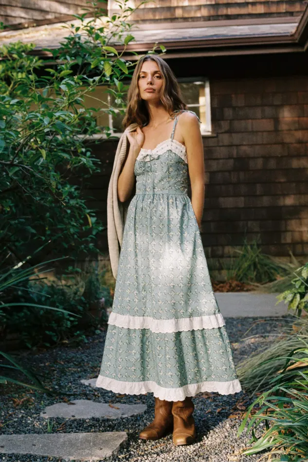 Women Dresses Christy Dawn The Emma Dress Teal Trellis Women Dresses Christy Dawn The Emma Dress Teal Trellis