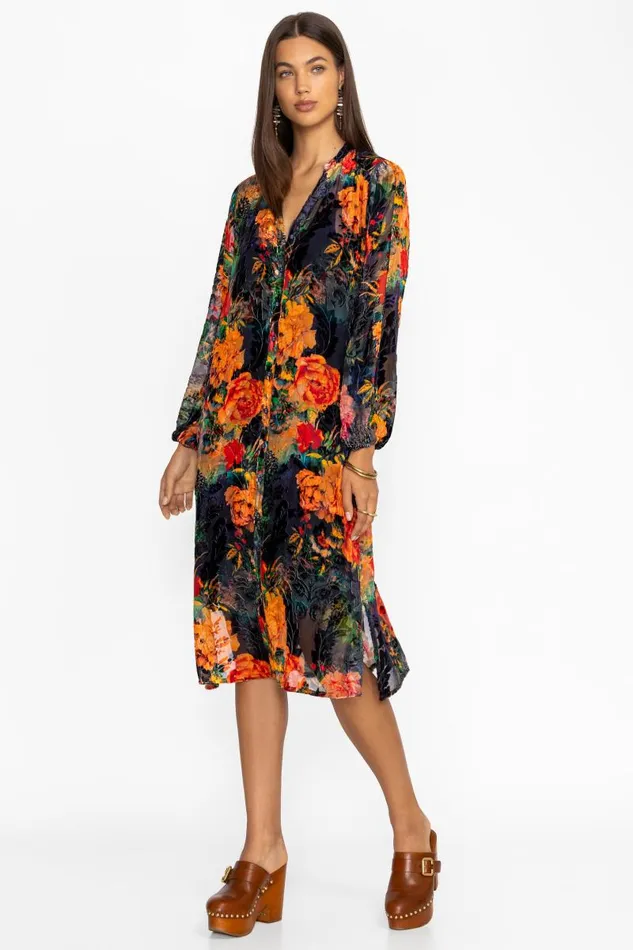 Women Dresses Johnny Was RENNA BURNOUT DRESS Catalina Blue Burnout Women Dresses Johnny Was RENNA BURNOUT DRESS Catalina Blue Burnout