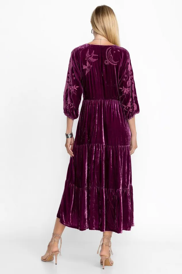 Women Dresses Johnny Was VELVET DOLMAN TIERED DRESS Sugar Plum Women Dresses Johnny Was VELVET DOLMAN TIERED DRESS Sugar Plum