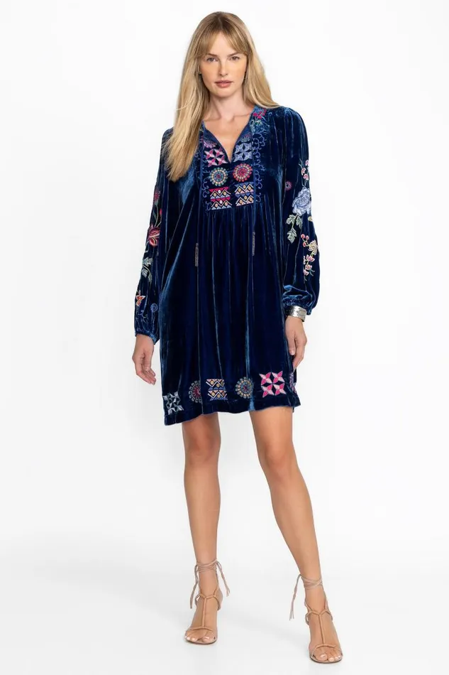 Women Dresses Johnny Was VELVET YOKE DRESS Bellwether