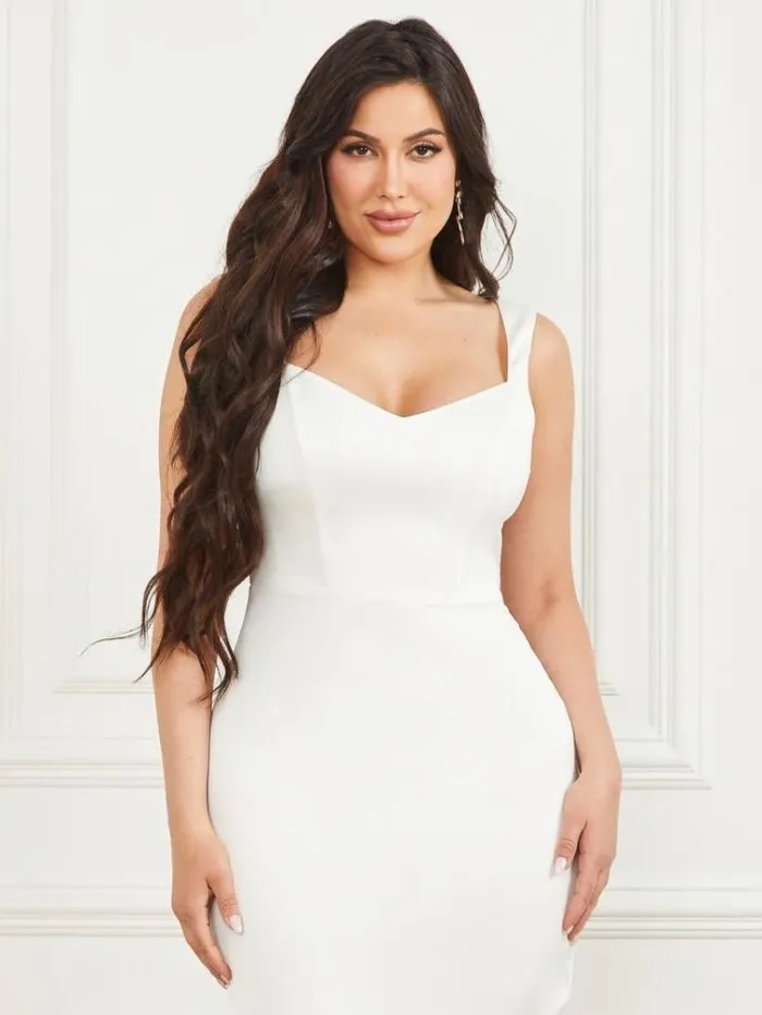 Women Dresses Marciano Lourdes Satin Dress Pale Pearl