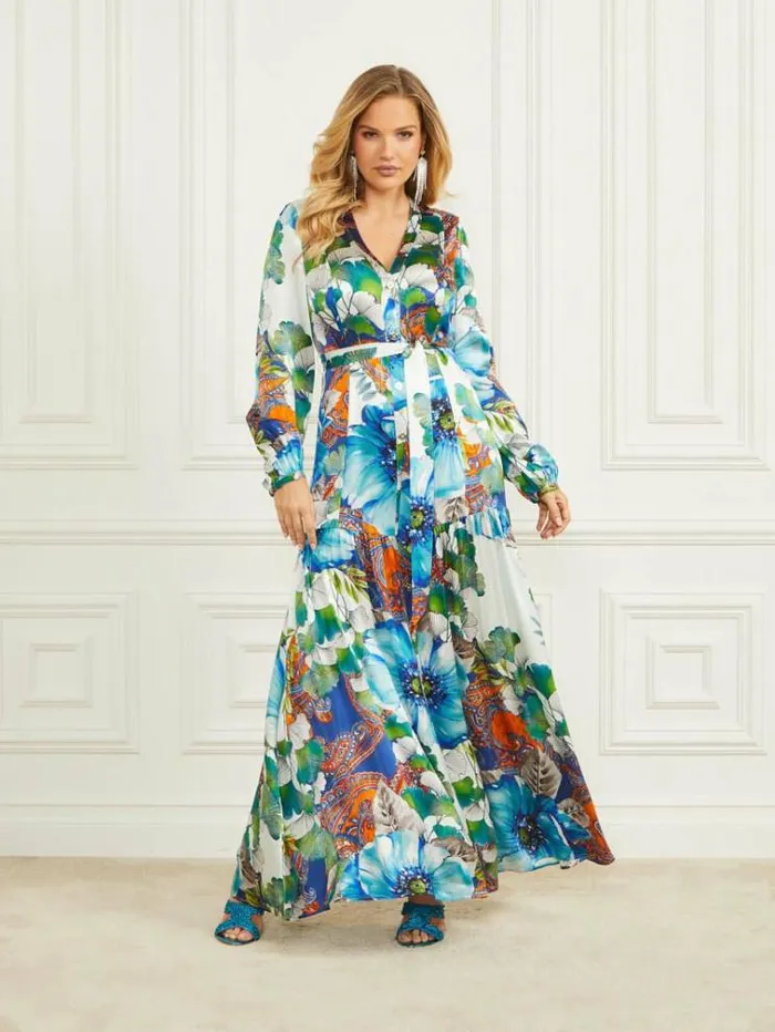 Women Dresses Marciano Lucky Charm Silk Maxi Dress Lucky Charm Print