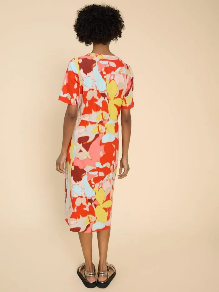Women DRESSES White Stuff Jamie Linen Blend Dress Orange Print Women DRESSES White Stuff Jamie Linen Blend Dress Orange Print