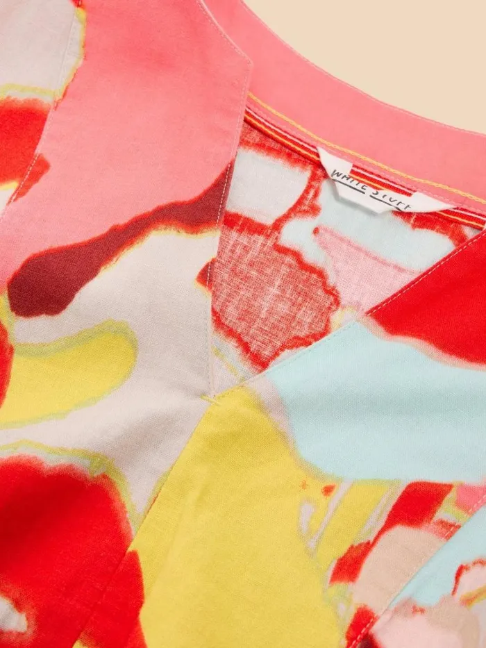 Women DRESSES White Stuff Jamie Linen Blend Dress Orange Print Women DRESSES White Stuff Jamie Linen Blend Dress Orange Print