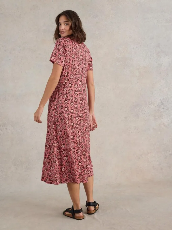 Women DRESSES White Stuff Rua Jersey Shirt Midi Dress Pink Print Women DRESSES White Stuff Rua Jersey Shirt Midi Dress Pink Print