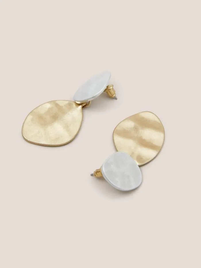 Women EARRINGS White Stuff Pansy Hammered Earring Mixed Metallic
