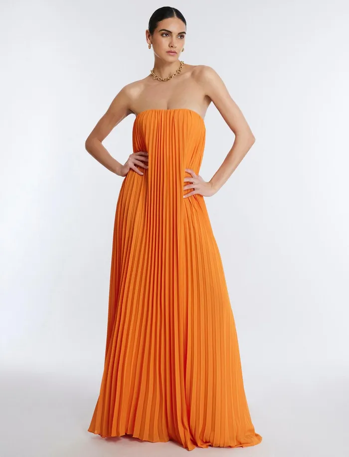 Women Evening Dresses and Gowns BCBG Cressida Strapless Gown Russet Orange