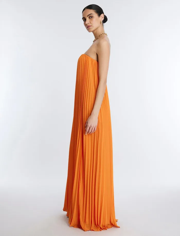 Women Evening Dresses and Gowns BCBG Cressida Strapless Gown Russet Orange