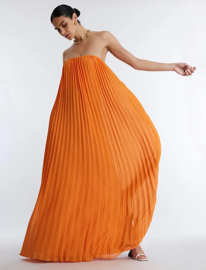 Women Evening Dresses and Gowns BCBG Cressida Strapless Gown Russet Orange