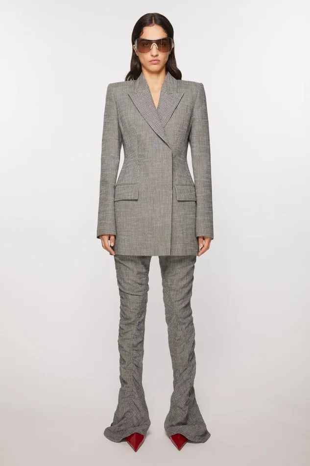Women Fitted Suit Jacket Grey Melange Acne Studios Suit Jackets