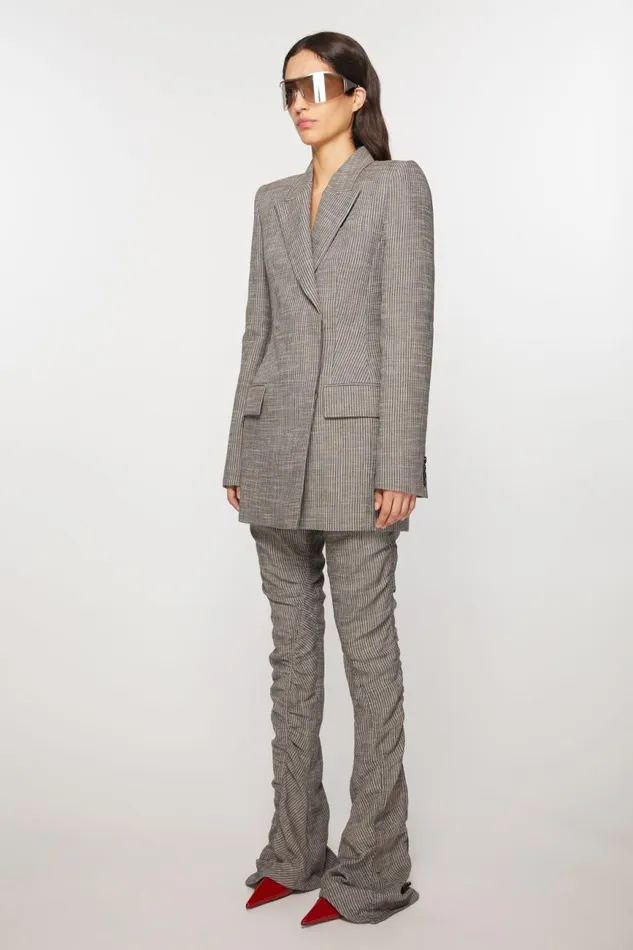 Women Fitted Suit Jacket Grey Melange Acne Studios Suit Jackets