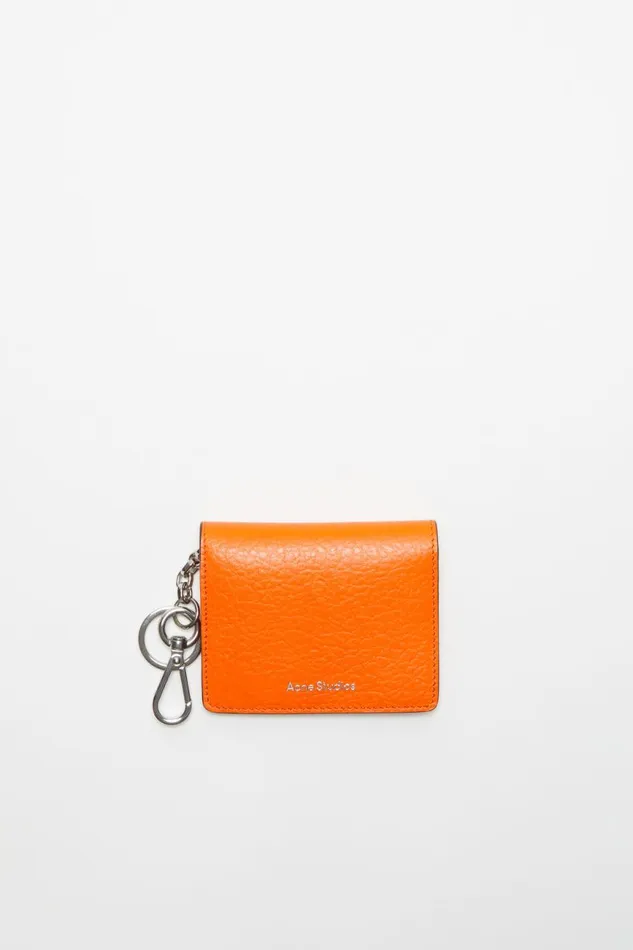 Women Folded Leather Wallet Bright Orange Acne Studios Small Leather Goods