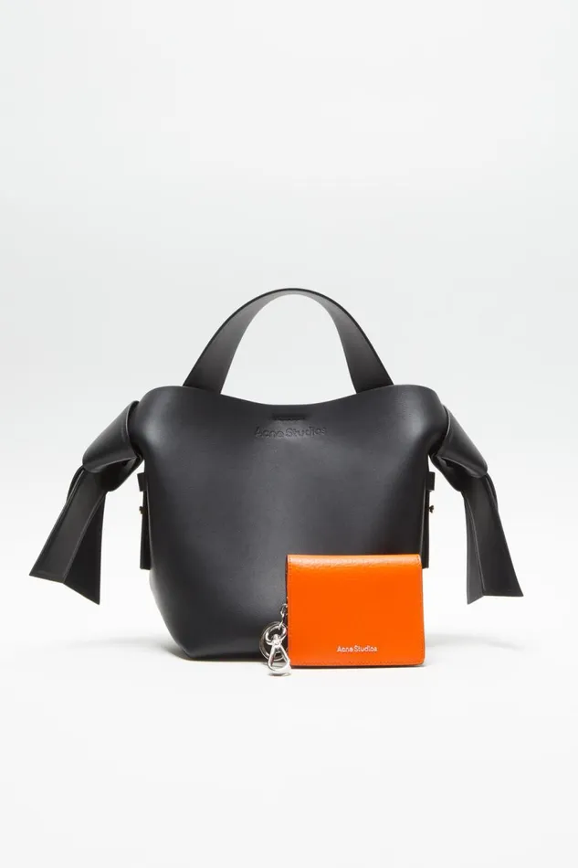 Women Folded Leather Wallet Bright Orange Acne Studios Small Leather Goods