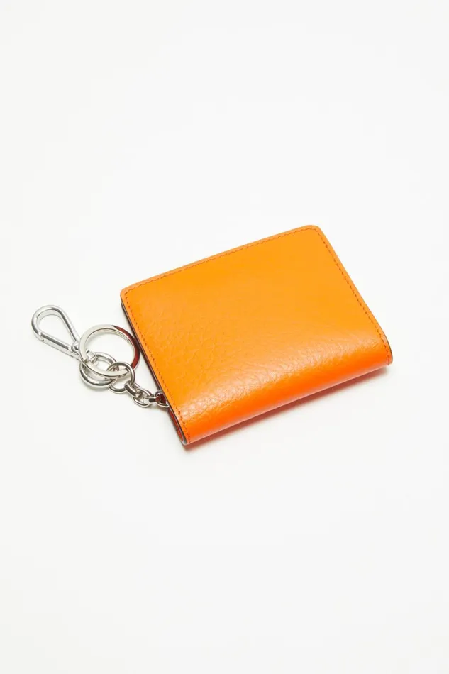 Women Folded Leather Wallet Bright Orange Acne Studios Small Leather Goods