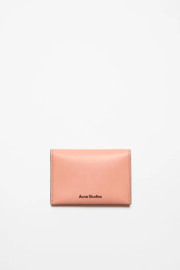 Women Folded Leather Wallet Salmon Pink Acne Studios Small Leather Goods