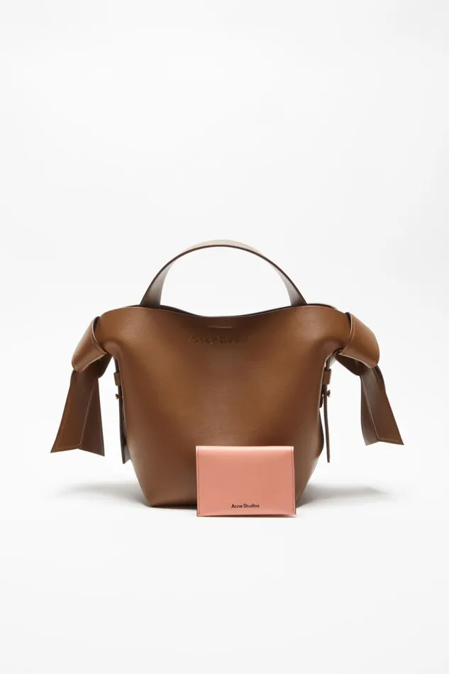 Women Folded Leather Wallet Salmon Pink Acne Studios Small Leather Goods