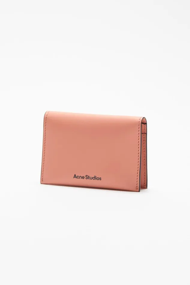 Women Folded Leather Wallet Salmon Pink Acne Studios Small Leather Goods