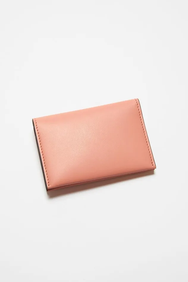 Women Folded Leather Wallet Salmon Pink Acne Studios Small Leather Goods