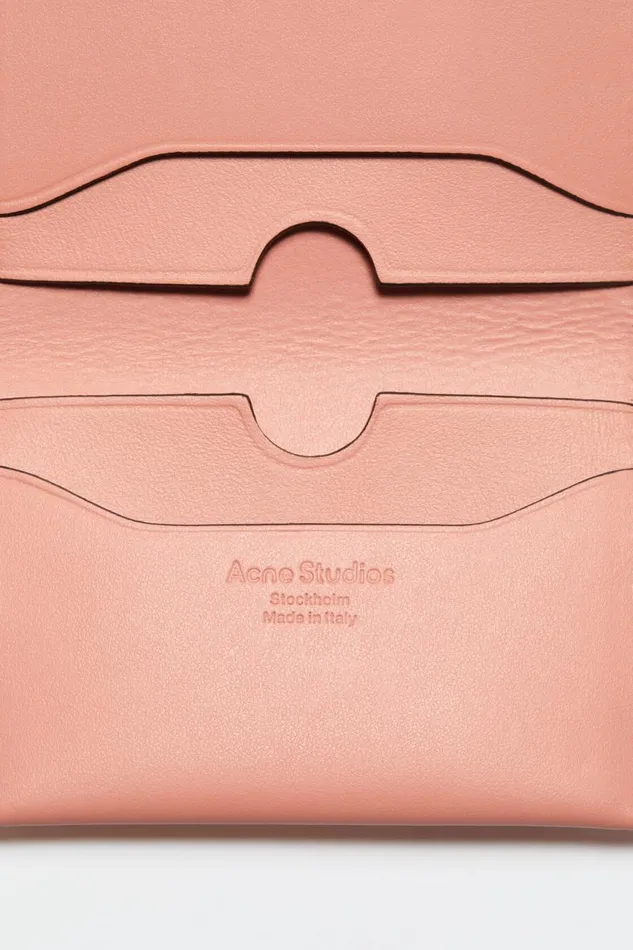Women Folded Leather Wallet Salmon Pink Acne Studios Small Leather Goods
