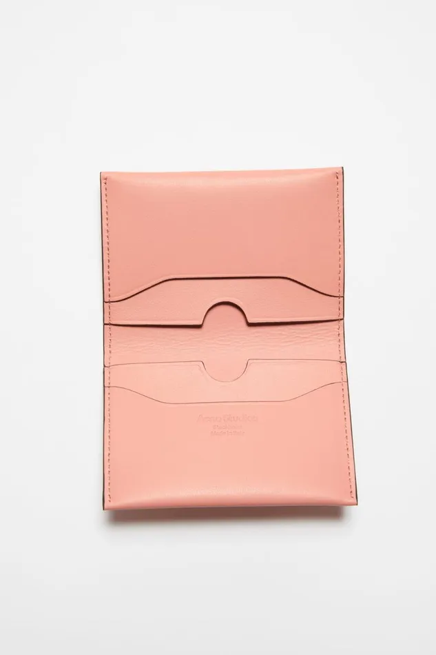 Women Folded Leather Wallet Salmon Pink Acne Studios Small Leather Goods
