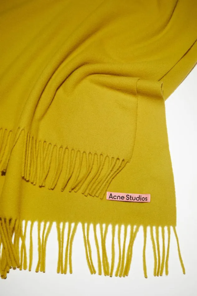 Women Fringe Wool Scarf 8211 Oversized Acid Yellow Acne Studios Scarves