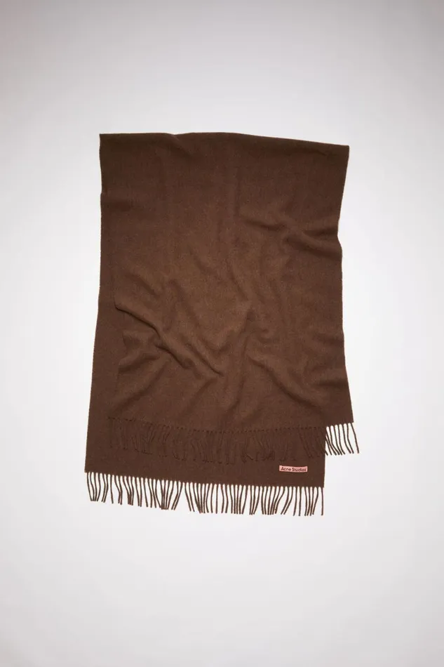Women Fringe Wool Scarf 8211 Oversized Dark Rust Melange Acne Studios Scarves