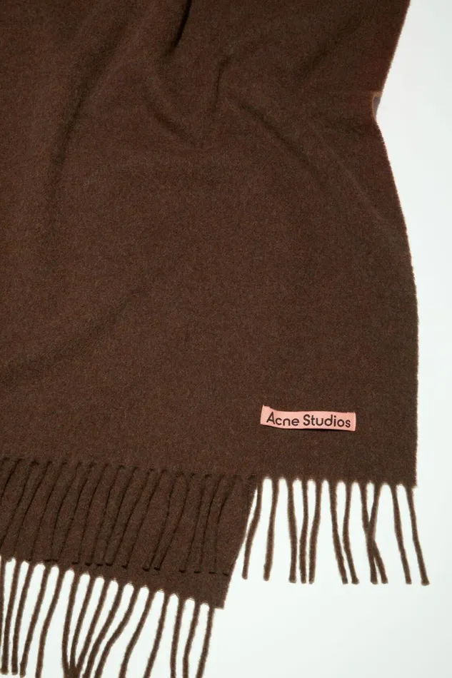 Women Fringe Wool Scarf 8211 Oversized Dark Rust Melange Acne Studios Scarves