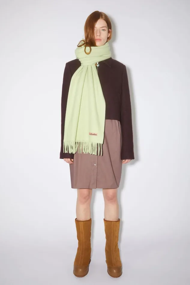 Women Fringe Wool Scarf 8211 Oversized Pale Green Acne Studios Scarves